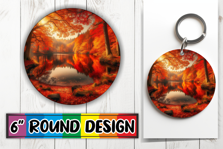 Cozy Circle Car Coaster Sublimation, Autumn