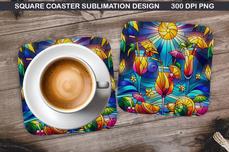 Tropical Drink Coaster Sublimation,Summer Coaster PNG Design
