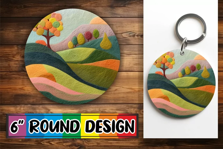3D Beauty of Sublimation Circle Kaychain Springtime View
