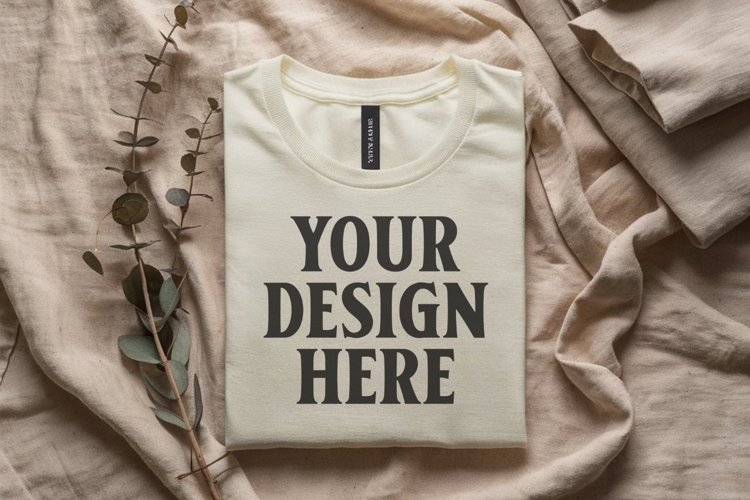 Heather Prism Natural Bella Canvas 3001 Flat Lay T-Shirt Moc