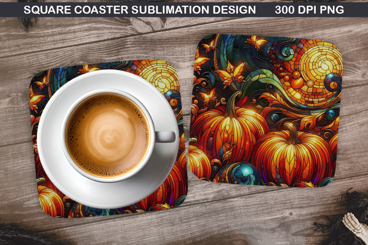 Pumpkin Coaster Sublimation, Halloween Coaster PNG Design