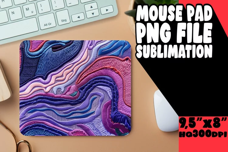 Elegant 3D Embroidery Mouse Pad Sublimation