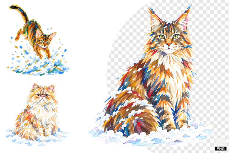 Winter Cats Clipart