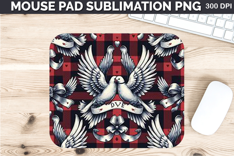 Watercolor Dove Mouse Pad Sublimation - Valentines PNG