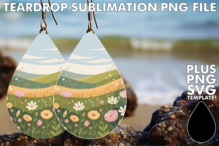 Whimsical TEARDROP Earrings Design PNG, Spring