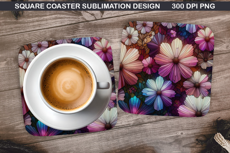 Flowers Coaster Sublimation, Spring Coaster PNG Design