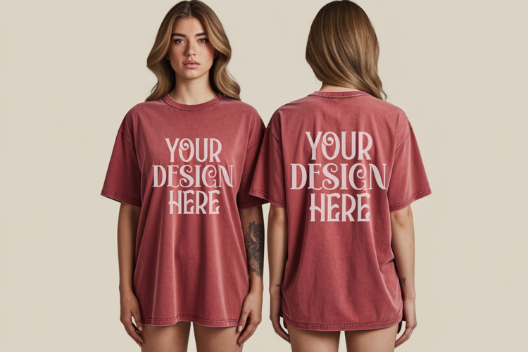 Crimson Comfort Colors 1717 Front & back T shirt Mockup