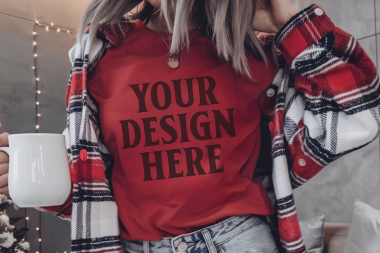 Red Christmas Comfort Colors 1717 Mockups, CC 1717 m