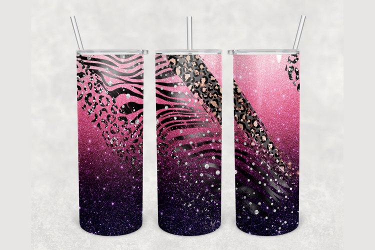 Ombre Animal Print Glitter 20oz sublimation design tumbler