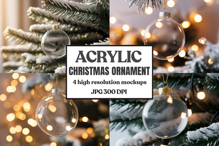 Acrylic Christmas Ornament Mockups | Clear Holiday Ornament