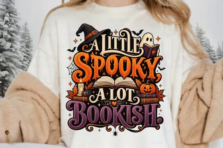 A Little Spooky A Lot of Bookish PNG, Halloween Book Lover