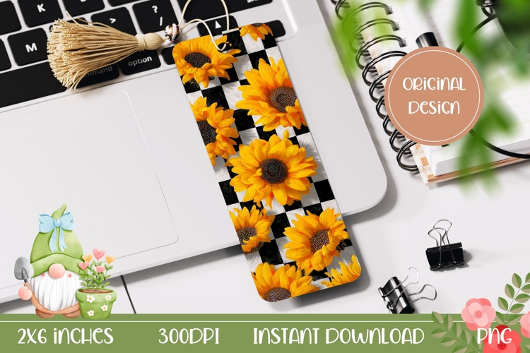 Sunflowers Bookmark PNG, Floral Bookmark Template