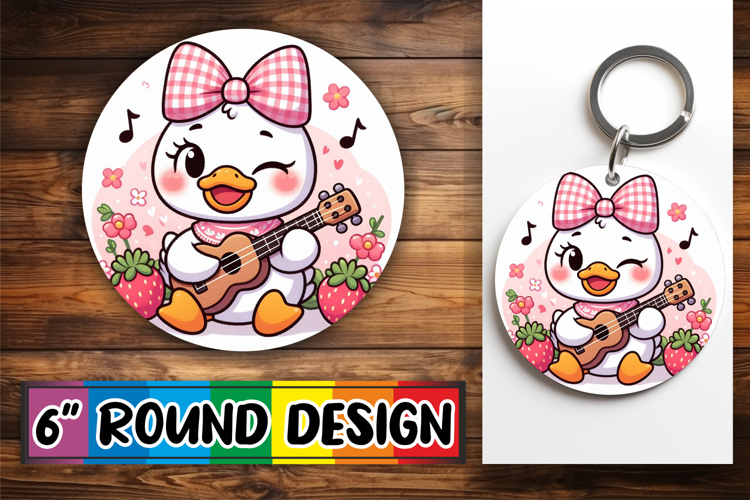 Unique Round Ornaments Design PNG, Cute Goose