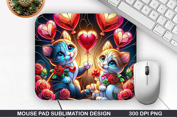 Cat Mouse Pad Sublimation, Valentine Mouse Pad PNG
