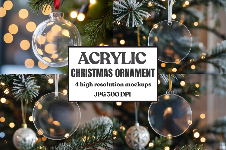 Christmas Acrylic Ornament Mockups | Round Clear Acrylic Orn