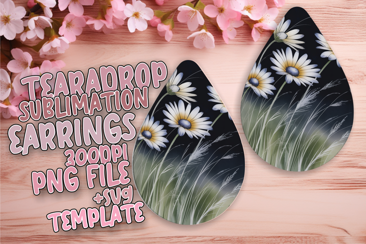 Elegant Teardrop Earrings Design PNG , Flowers