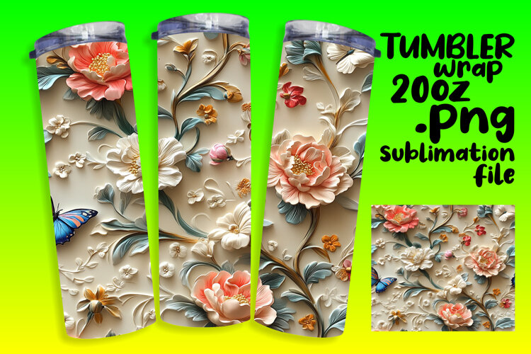 Versatile 20oz Tumbler Template , 3D Flower example image 1
