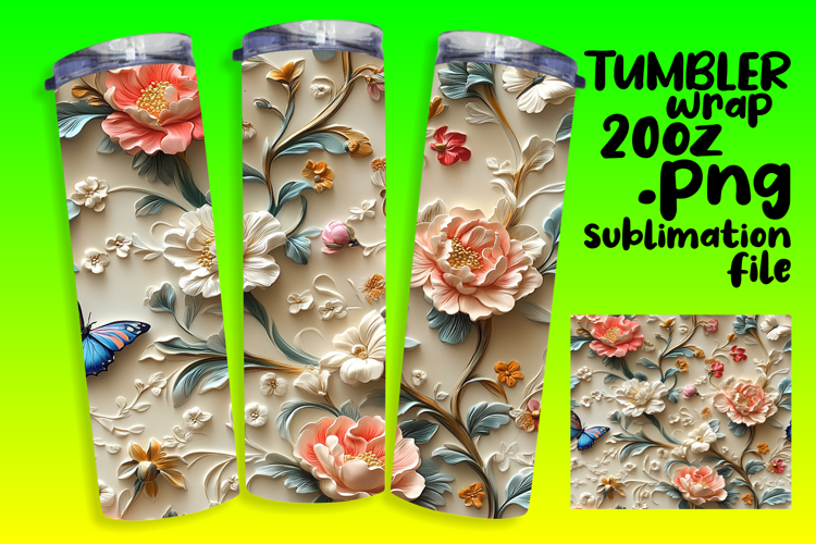 Versatile 20oz Tumbler Template , 3D Flower