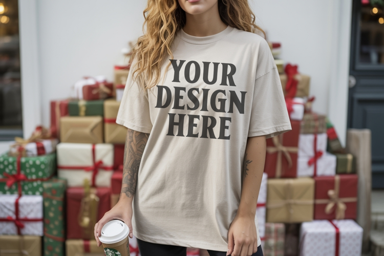 Christmas Comfort Colors 1717 Ivory TShirt Mockup, CC 1717