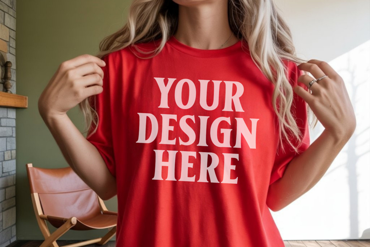 Comfort Colors 1717 Red T-Shirt Mockup