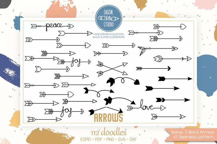 Hand Drawn Arrows | Tribal, Curly, Crossed, Dart, Boho, Icon