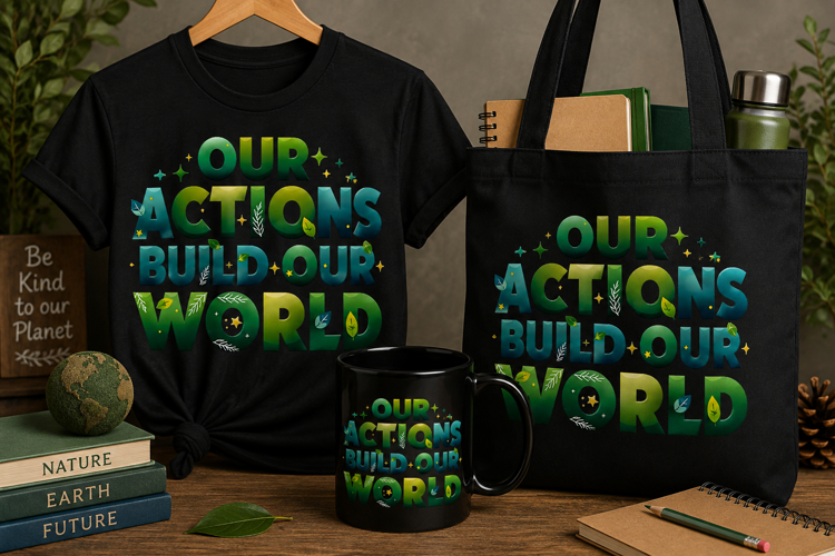 Our Actions Build Our World PNG | Eco School Design