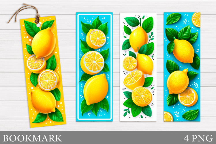 Lemons Bookmark Design. Flowers Bookmark Sublimation