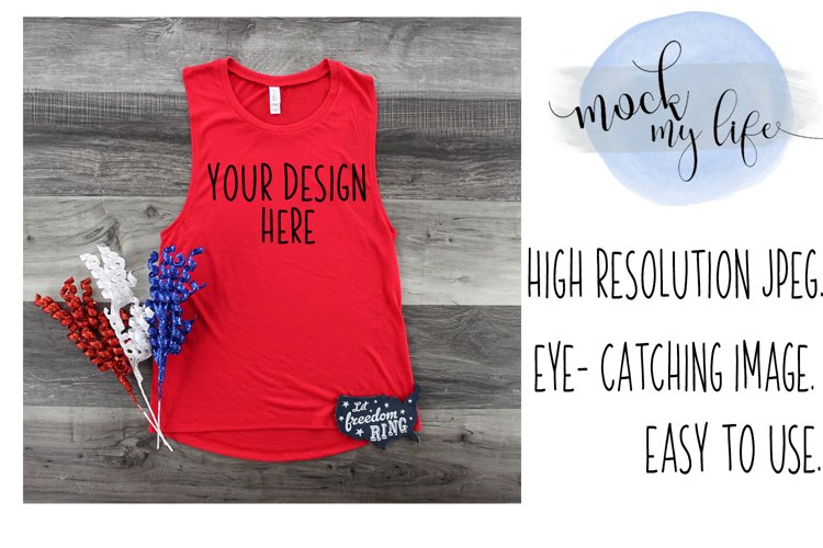 Bella Canvas Mockup / Patriotic Flat Lay / Independence Day