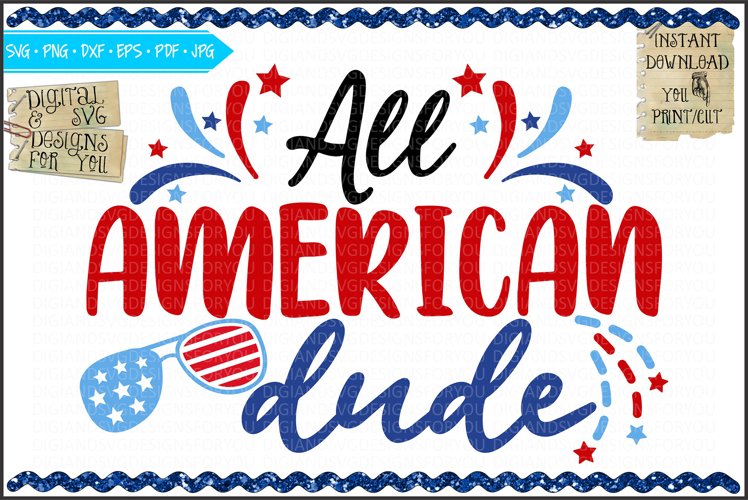 All American Dude - SVG EPS DXF Cutfile example image 1