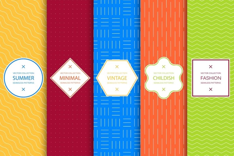 Bright summer seamless patterns set