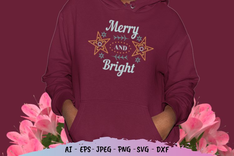 Merry and Bright Hand Lettering SVG