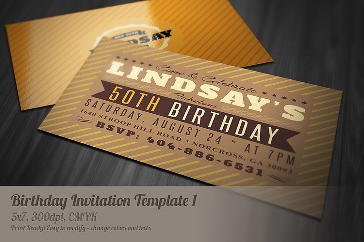 Retro Birthday Invitation 1 example image 1