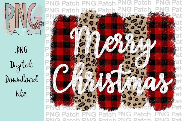 Buffalo Plaid and Leopard Print Christmas Sublimation Design example image 1