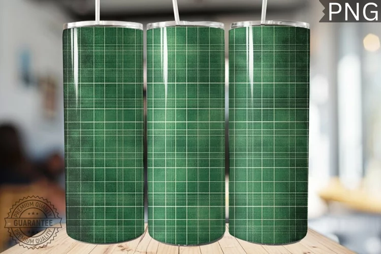 Green Plaid Tumbler Wrap - High Quality 300 Dpi