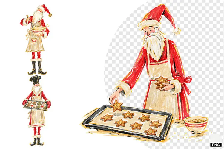 Santa Love Baking PNG