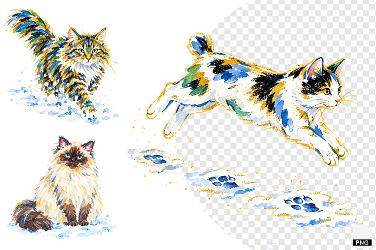 Winter Cats Clipart