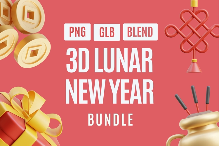 Lucky Lunar New Year 3D Elements