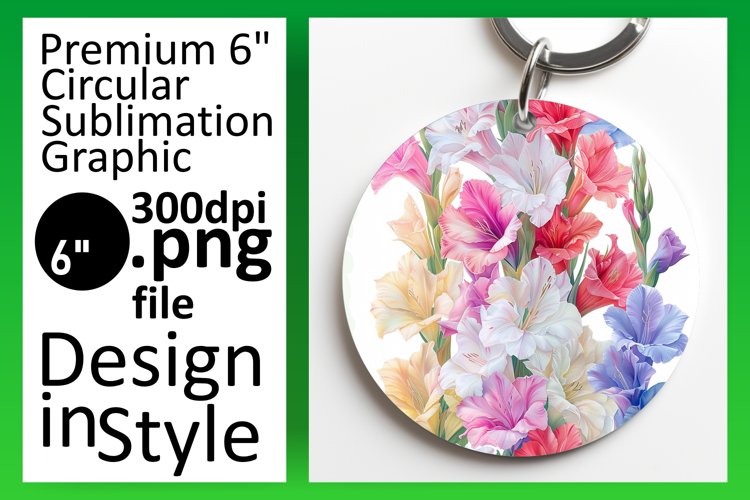 Botanical Stripe Delight: Sublimation Circle   Keychain