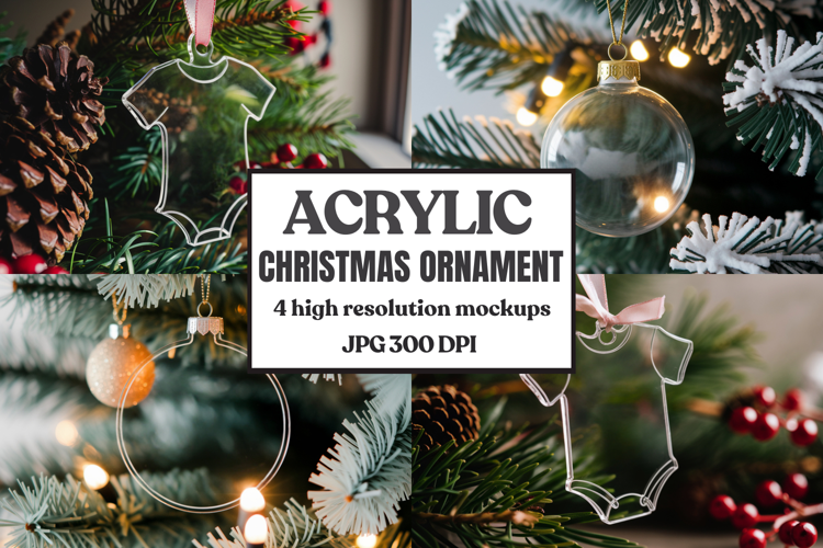 Acrylic Christmas Ornament Mockups | Clear Holiday Ornament