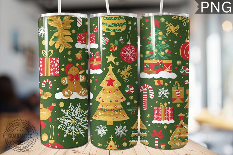 Christmas Tree Tumbler Wrap -High Quality 300 Dpi