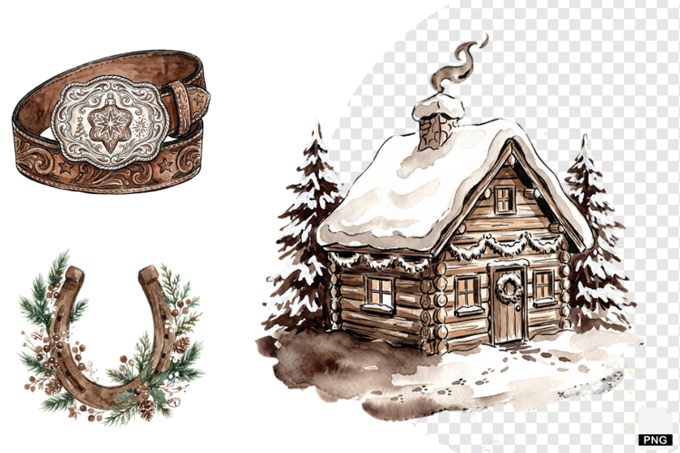 Christmas Festive Western Clipart