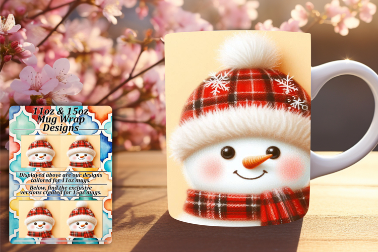 Colorful 11oz Mug Wrap Png Template , Snowman