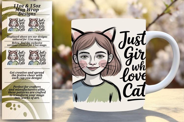 Unique 11oz Mug Wrap Png Artwork , Just A Girl