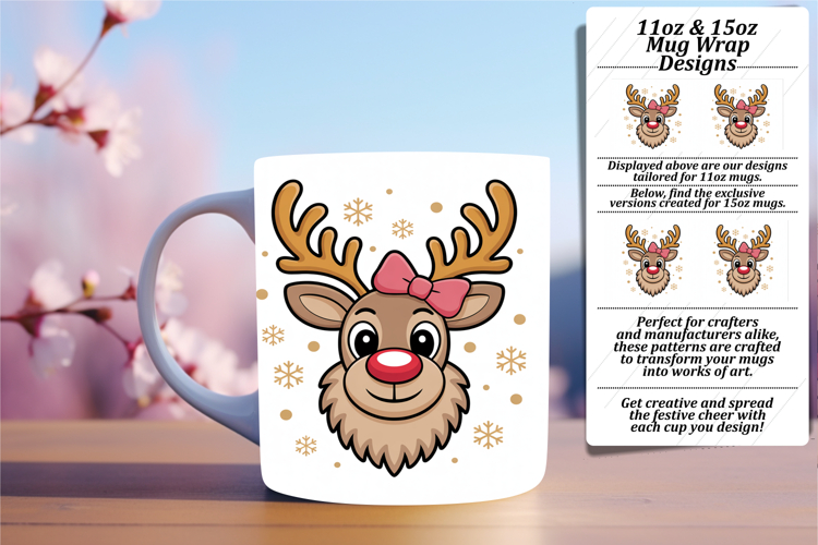 Joyful 11oz Mug Wrap Png Design , Cute Christmas