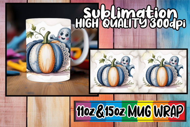 Heartfelt dreams sublimation mug wrap, Pumpkin Watercolor