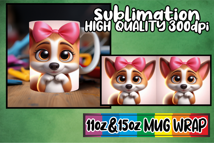 Refreshing moments sublimation mug wrap, 3D Dog