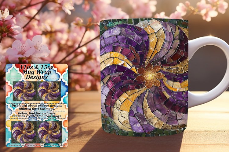 Sparkly Floral Mug Wrap Sublimation 11oz 15oz