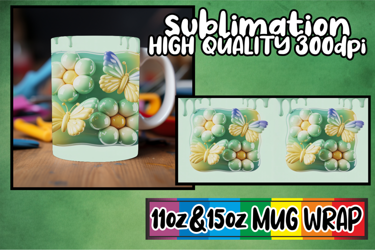 Radiant thoughts 11oz 15oz sublimation wrap, 3D Flowers