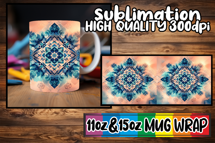 Enchanting thoughts sublimation mug wrap, Watercolor Pattern