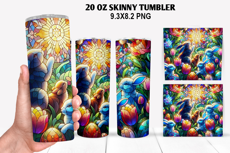 Bunny Skinny Tumbler 20oz Wrap Design, Easter Tumbler PNG